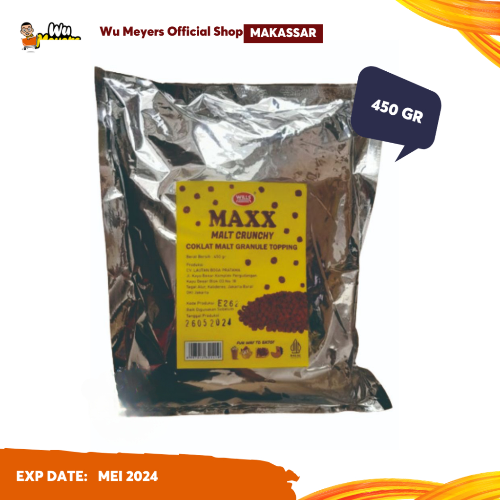 

PROMO MAXX Chocolate Crunchy Malt 450g - Topping Coklat Malt Granule | Wu Meyers Makassar