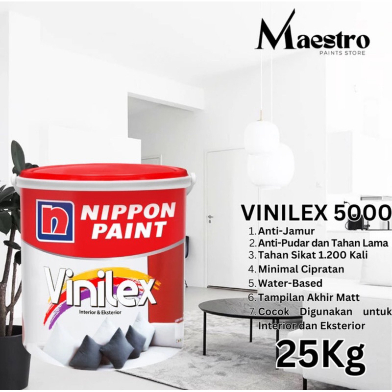 (PART 1) Cat Nippon Vinilex 5000 / Vinilex Kembang 25kg Putih 300 White & Warna custom