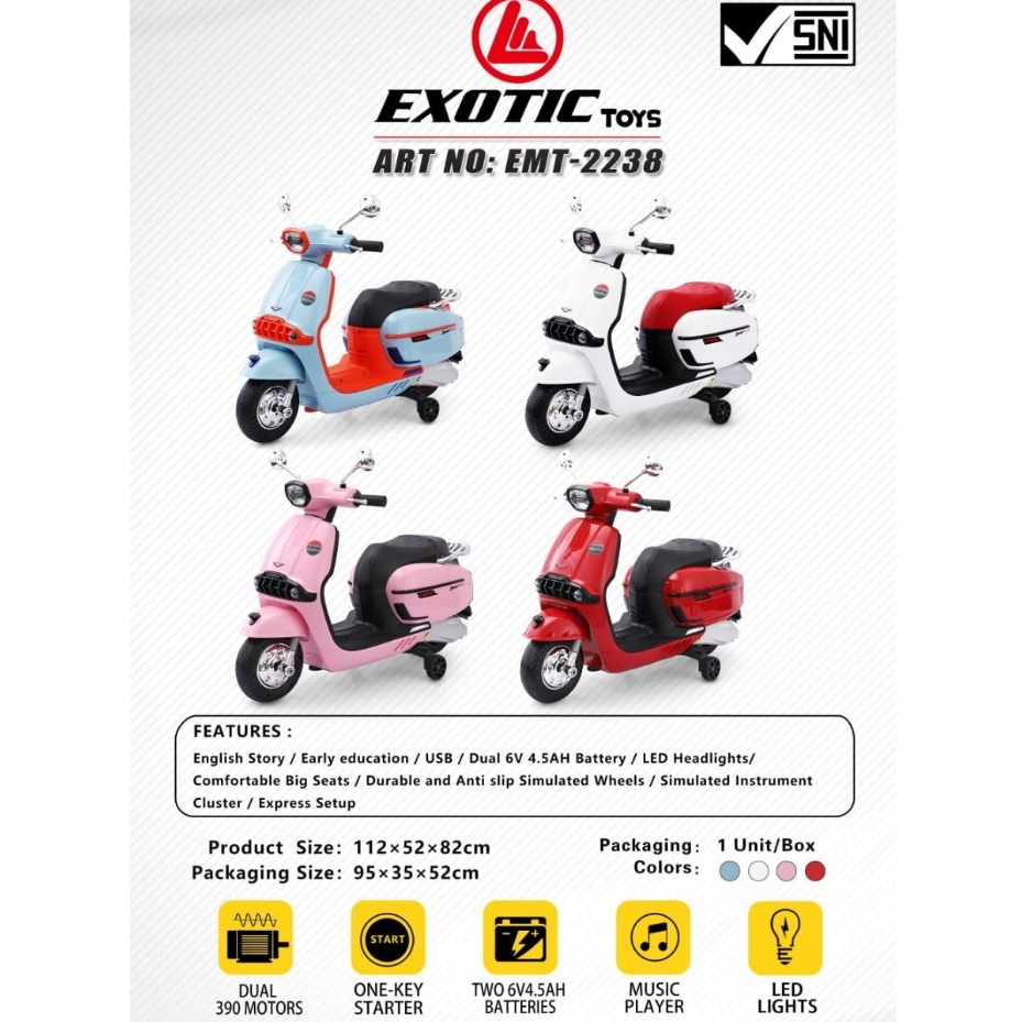 EMT 2238 Exotic - Mainan Motor Aki Anak Vespa
