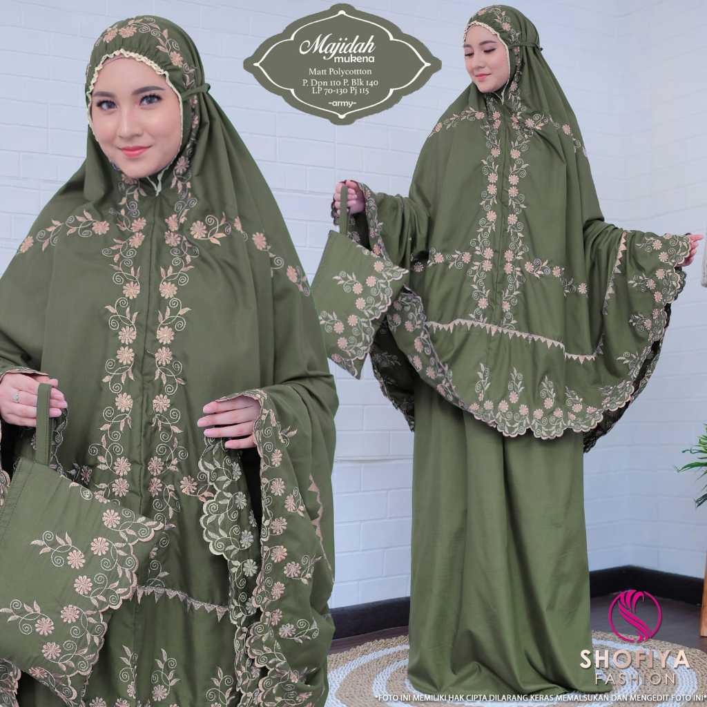 majidah mukena mukenah rukuh rukoh katun renda bordir bunga exlusive eksklusif motif jumbo big size 