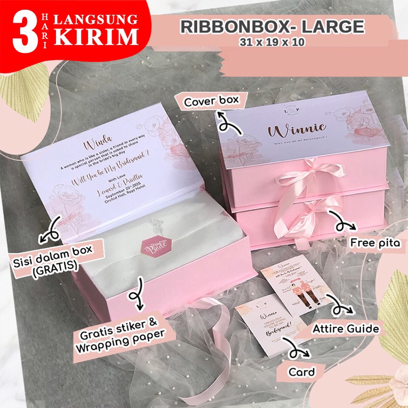

RIBBON BOX pita <LARGE 31x19x10cm> - Bridesmaid box Mika Tas Wedding Paperbag