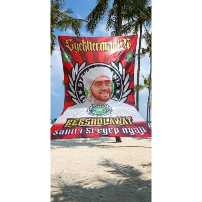 spanduk. bendera syekhermania/santri sregep ngaji. 300x200cm