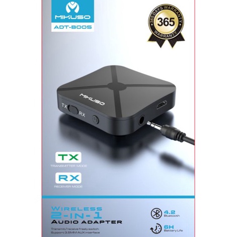 Adapter Bluetooth Mikuso ADTB5 Wireless Bluetooth Receiver Audio w Special Edition Pasti Murah