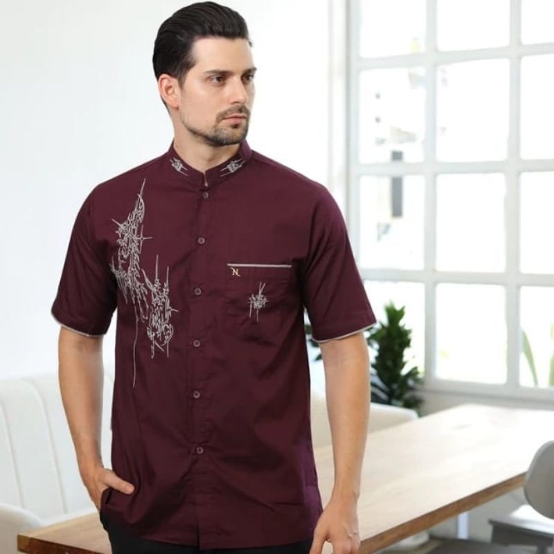 baju koko nizar bordir lengan pendek NH 4 MAURO nizar bordir
