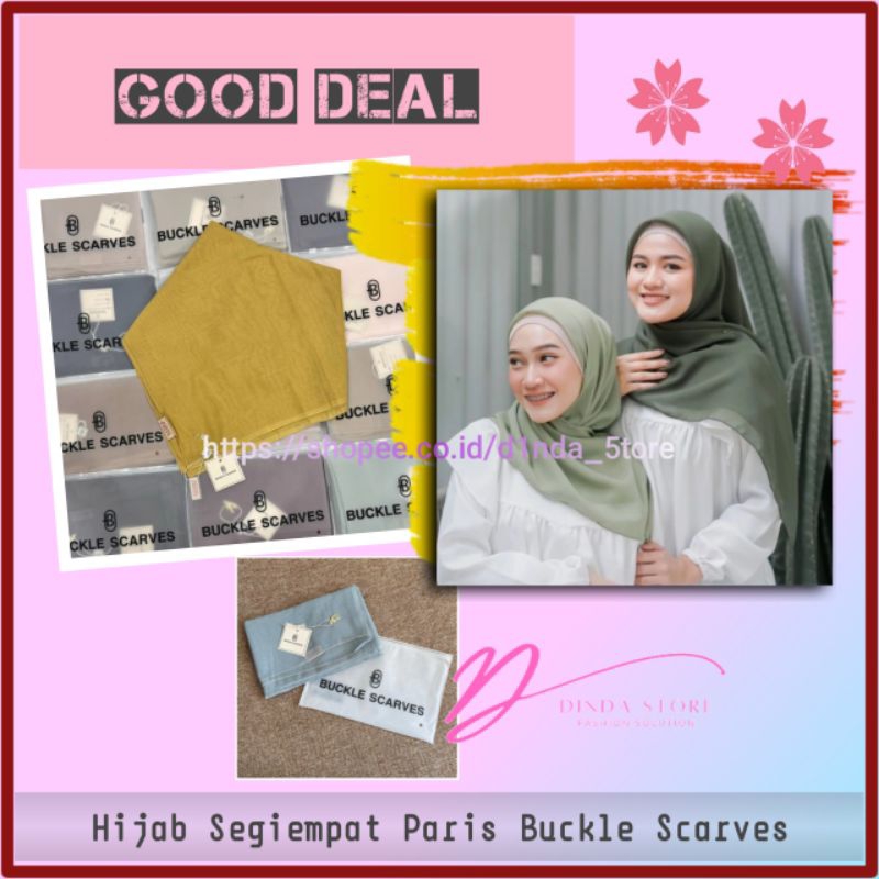 Jilbab Segi Empat Kerudung Motif Polos Hijab Azara Paris Old Premium Fashion Muslim Jadul Wanita Buc