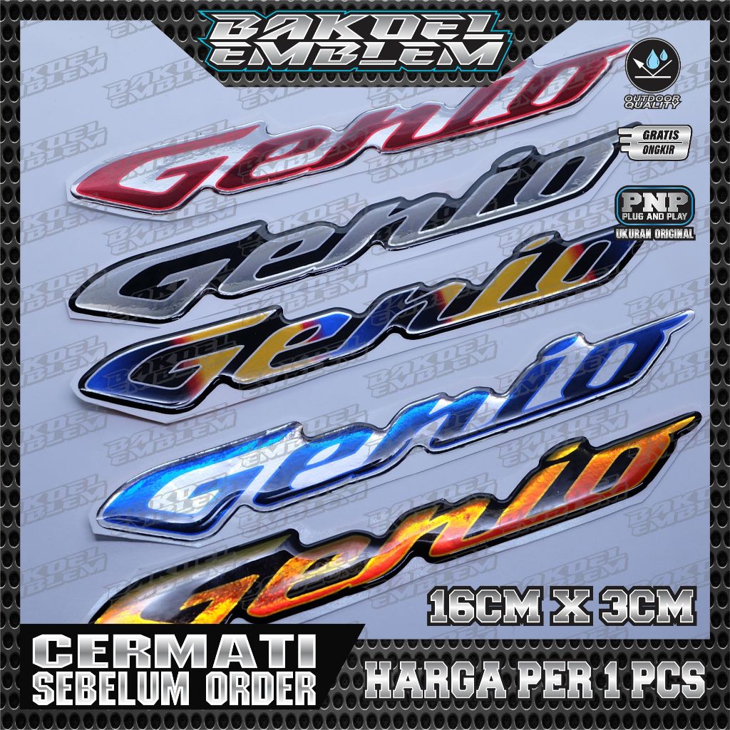 VARIAN EMBLEM GENIO, VARIAN EMBLEM HONDA GENIO TIMBU, EMBLEM TIMBUL 3D HONDA GENIO