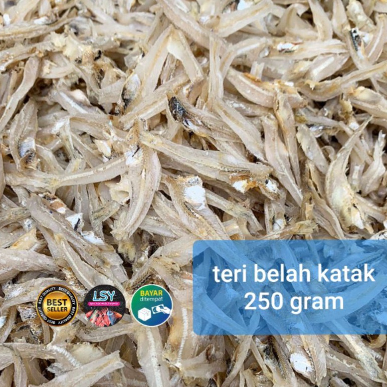 

Cuci gudang ikan asin teri belah katak super 25gram