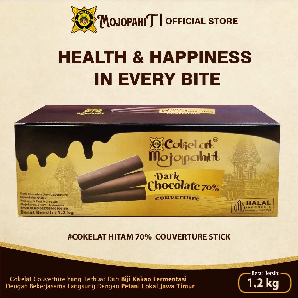 

Cokelat Mojopahit | Box Cokelat | Dark Chocolate 70% Stick Couverture