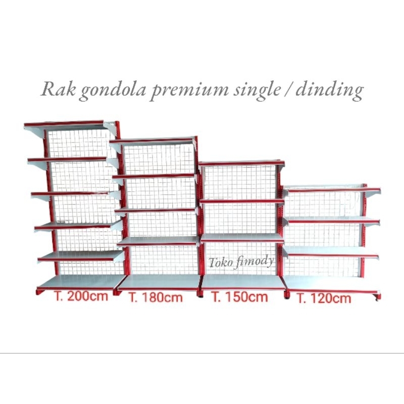 Rak gondola/ rak swalayan dinding ada tinggi 120,150,180 dan 200cm