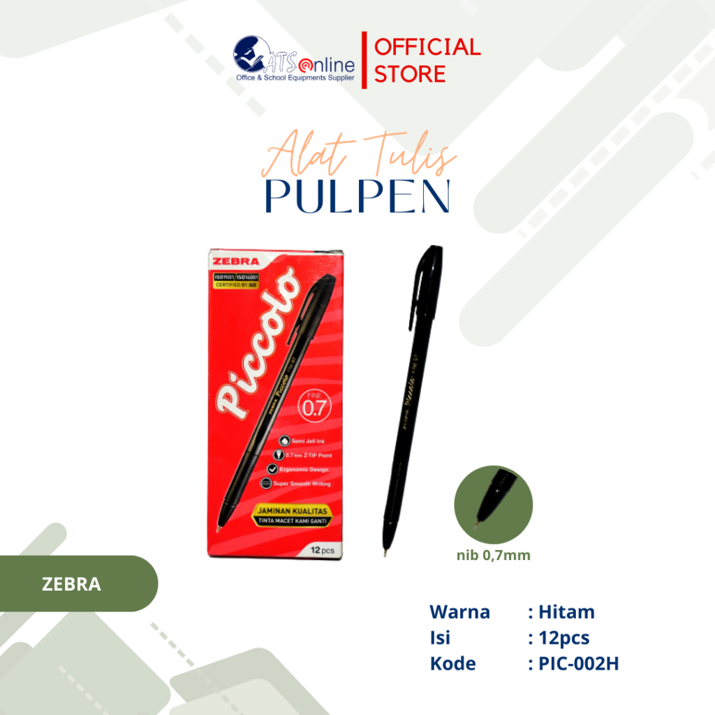 

ZEBRA Ballpoint Piccolo 0,7 mm isi 12 Pcs