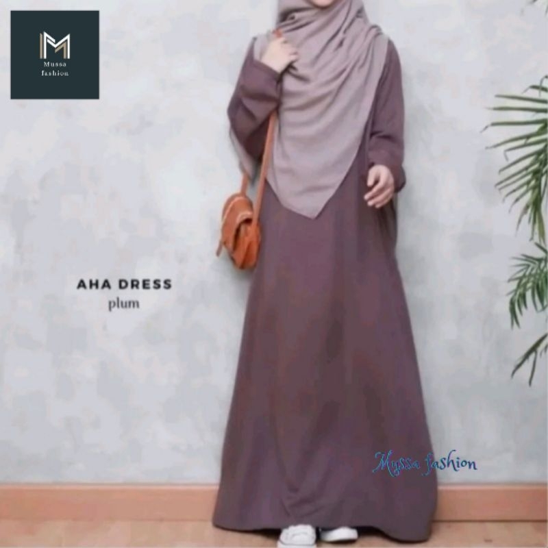 Aha dress abaya polos terbaru
