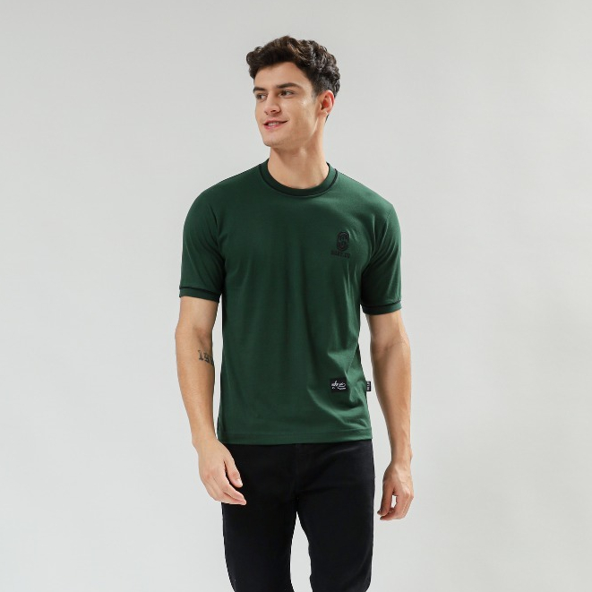 Baju Kaos Suke Logo Bordir Hijau Botol Basic Kaos Lengan Pendek Combed 24s