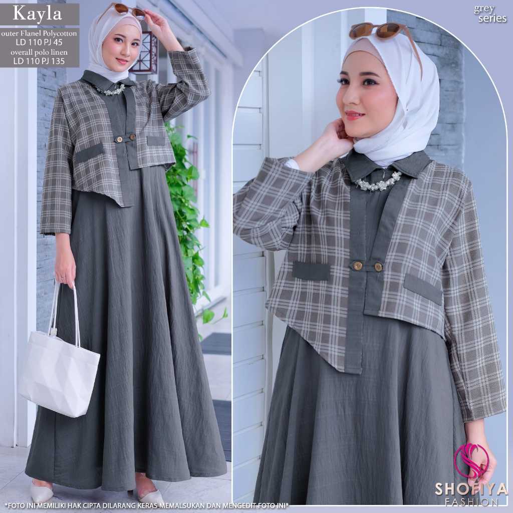 kayla maxy maxi gamis dress dres pakaian baju midi one setelan set 2in1 rompi inner+outher inner + o