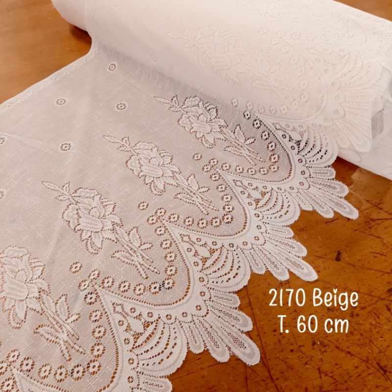 Poni vitrage 2170/ VITRAGE/ TIRAI/ PONI TIRAI/ PINGGIRAN MEJA PRASMANAN bahan renda poliester lebar 