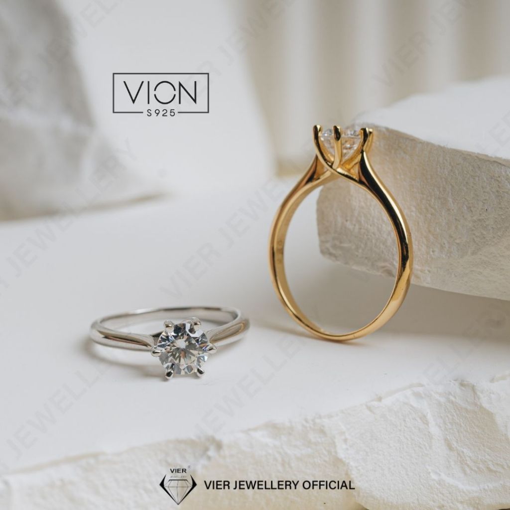 Vion S925 Ring 13570 , cincin perak / silver 925 , cincin replika berlian crystal zirconia