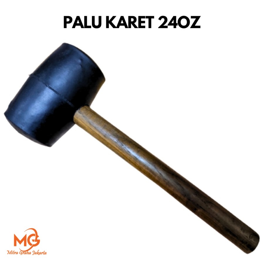 MG Palu Karet Hitam Elastis Gagang Kayu 24 Oz 500gram / Palu Lantai Keramik Granit Batu Alam Kaca Uk