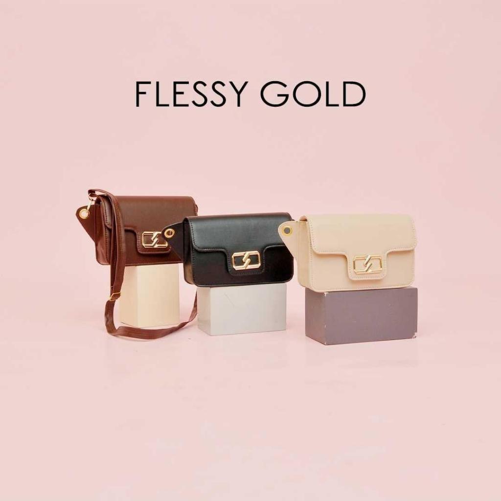 SOURCESID FLESSY GOLD Tas Wanita Import - Tas Selempang Wanita - Tas Fashion Wanita - Tas Murah - Ta