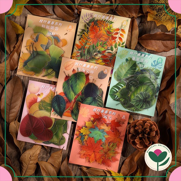 

1 set isi 40 pcs sticker leaves aesthetic retro vintage deco stiker daun estetik MK1657