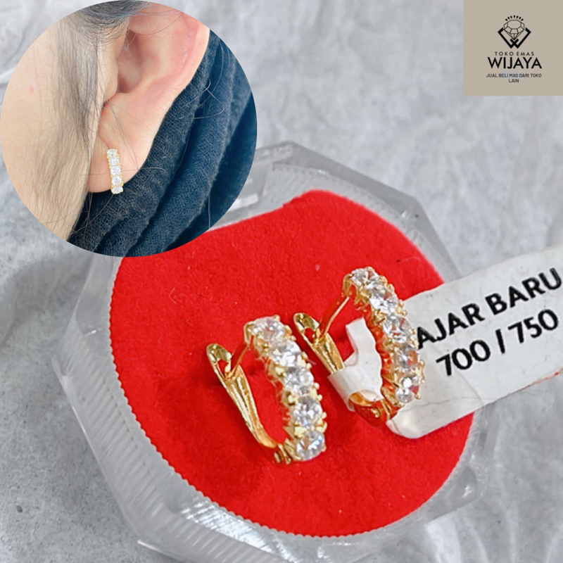 2.45 anting emas mode jepit anting kadar 700 emas asli