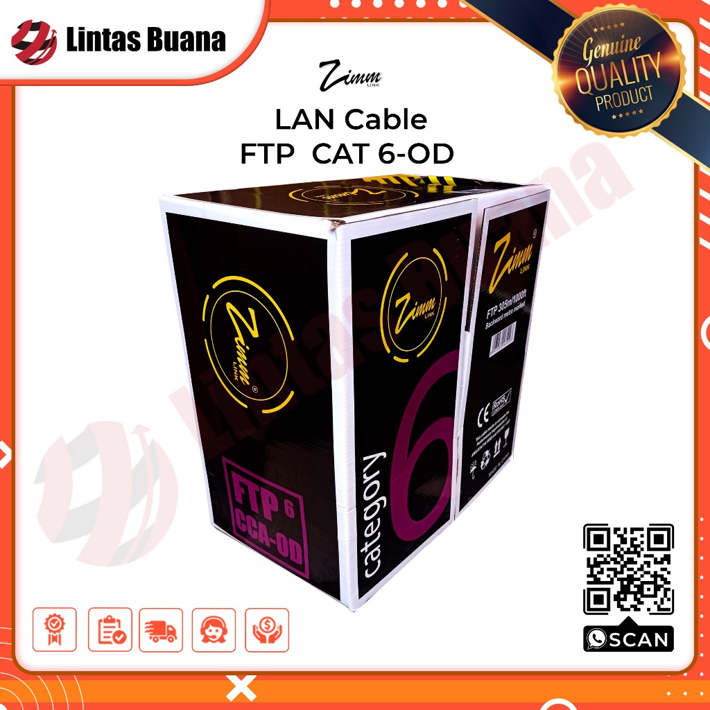 Kabel Lan FTP CAT6-OD double jacket outdoor 1roll 305 Meter Zimmlink