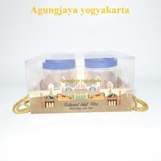 Toples Lebaran 800 ml Tabung Tutup Handle Hampers Elegan + Mika Isi 4 / Toples / Hampers / Kotak Ham