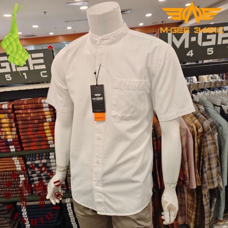 MGEE KEMEJA KOKO LENGAN PENDEK PEACE WHITE
