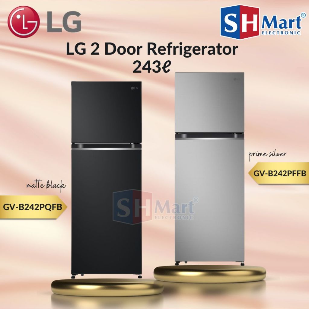 KULKAS 2 PINTU LG KAPASITAS 243 LITER GV-B242PQFB / GV-B242PFFB SMART INVERTER KOMPRESSOR GARANSI RE
