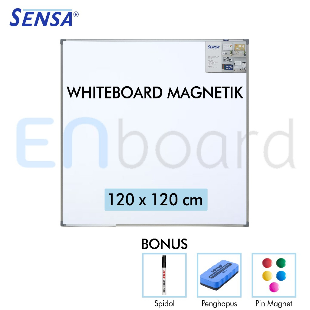 

Papan Tulis Whiteboard / White Board Gantung Magnet Single Face Sensa 120 x 120 cm