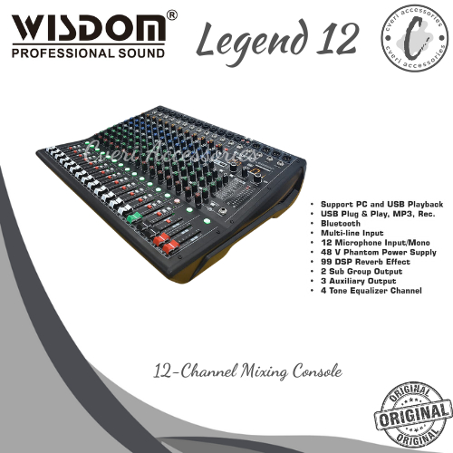 Wisdom Legend 12 Mixer 12-Channel with Bluetooth & Efek Original