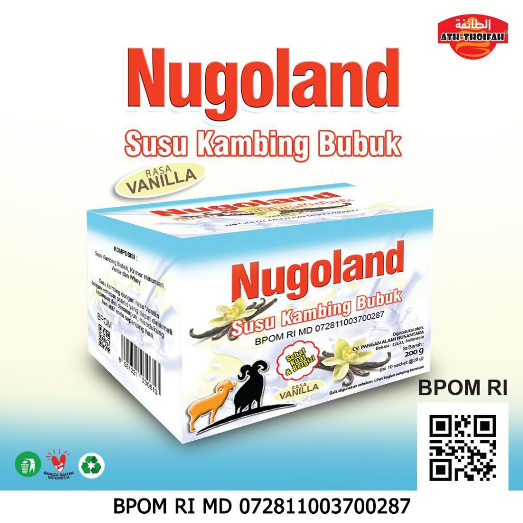 

Susu Kambing Bubuk NUGOLAND Rasa Vanilla Ath-Thoifah Isi 10 Sachet Saset Asli Bukan Etawa Goat Milk