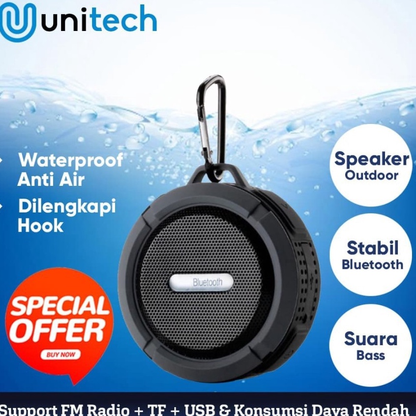 KODE E26D Speaker Bluetooth Unitech Anti air Waterproof Wireless Speaker C6 Gratis Paking Bubble