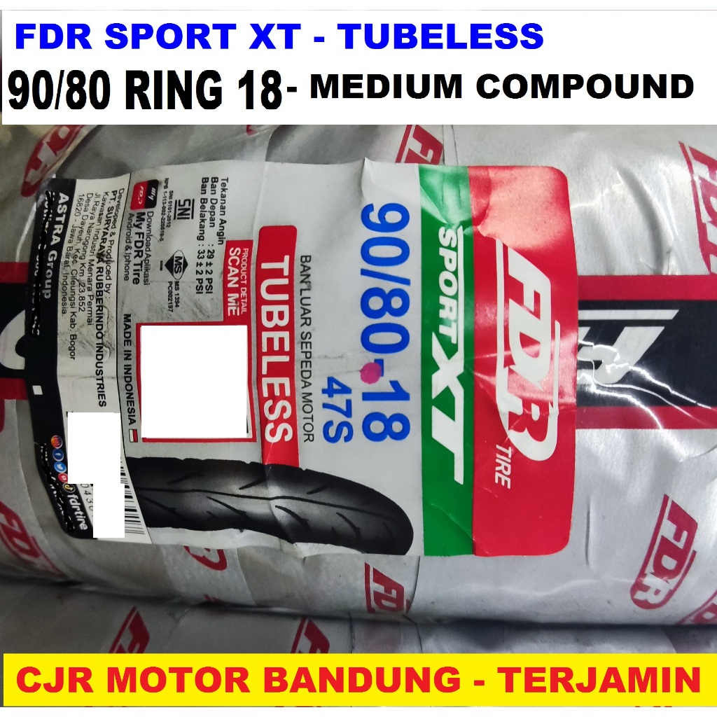 FDR Sport XT 90/80 ring 18 ban TUBELESS motor RX KING TIGER MEGA PRO