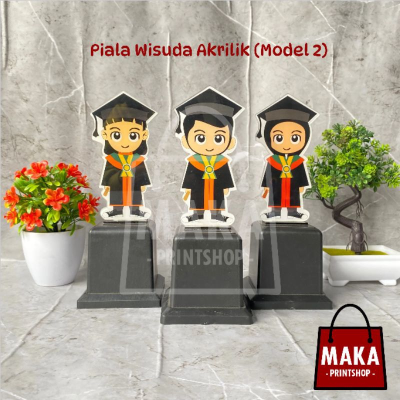 Piala Wisuda Akrilik (Model 2) - Hadiah Graduation - Kado Wisuda - Plakat Akrilik Murah