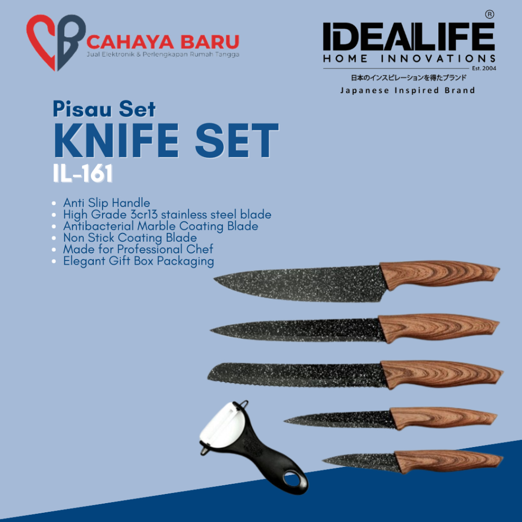 IDEALIFE IL-161 KNIFE SET WOOD