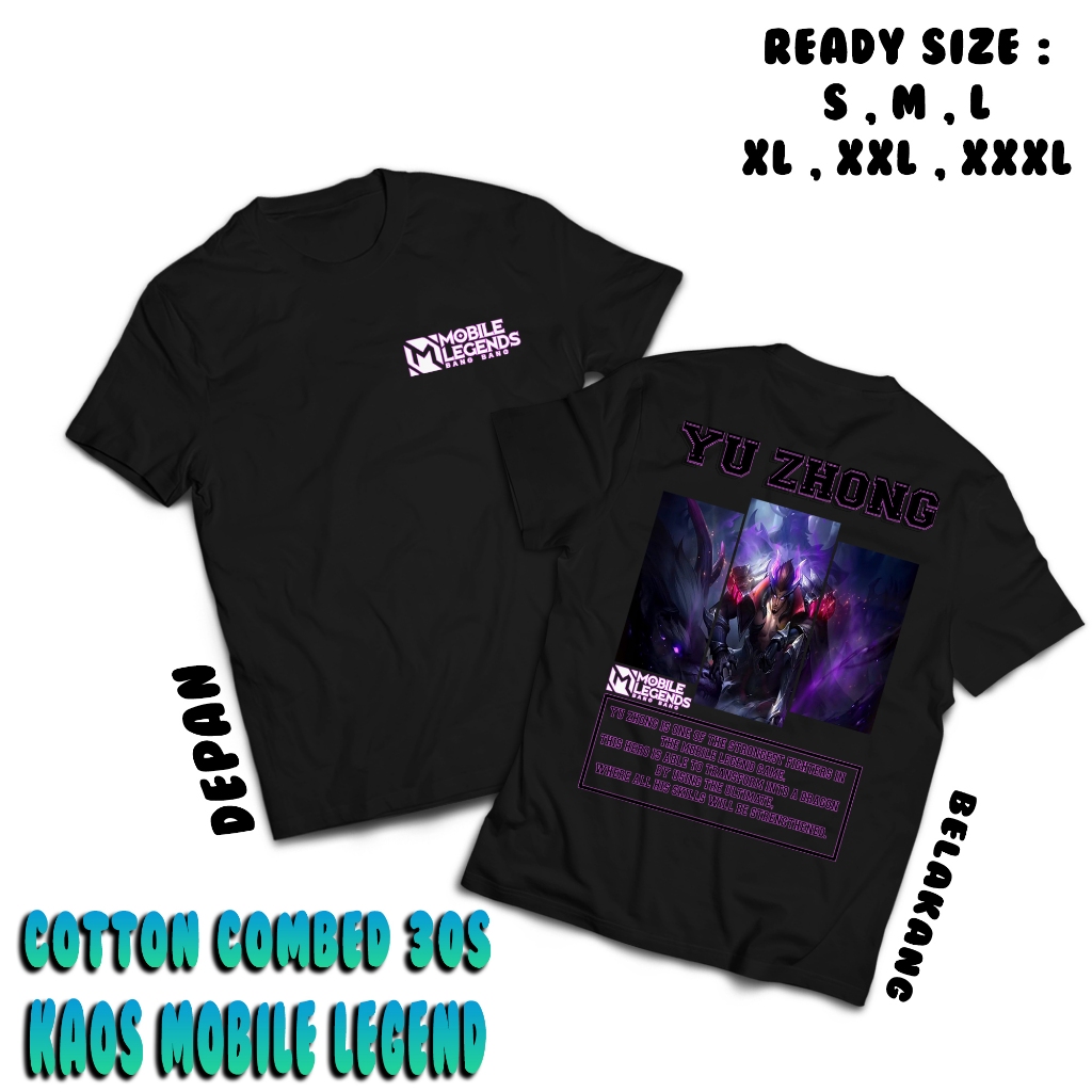 Kaos Mobile Legend HERO Yu Zhong Mobile Legend - Kaos ML - Baju Emote ML - Baju Streetwear Aesthetic