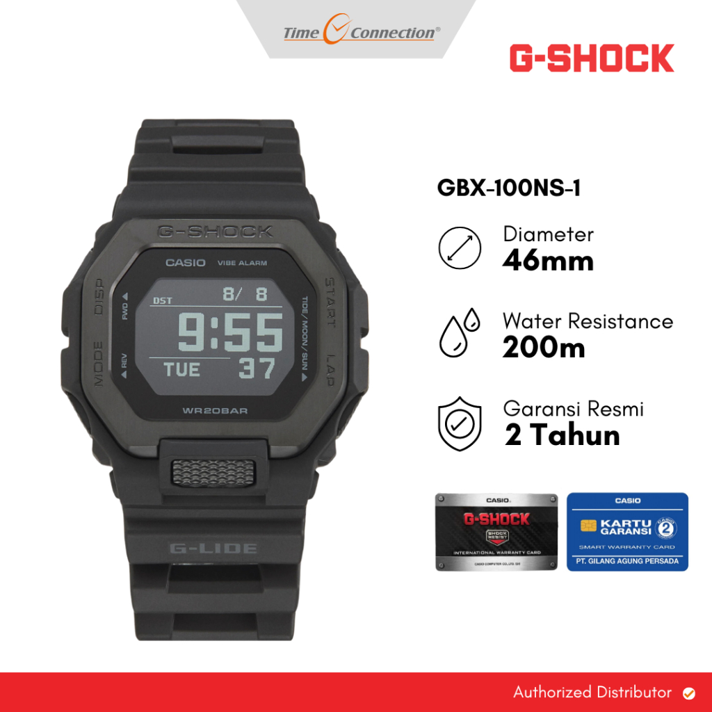 Casio G-SHOCK GBX-100NS-1 Hitam Original / Jam Tangan Pria Digital Black GBX 100NS 1DR