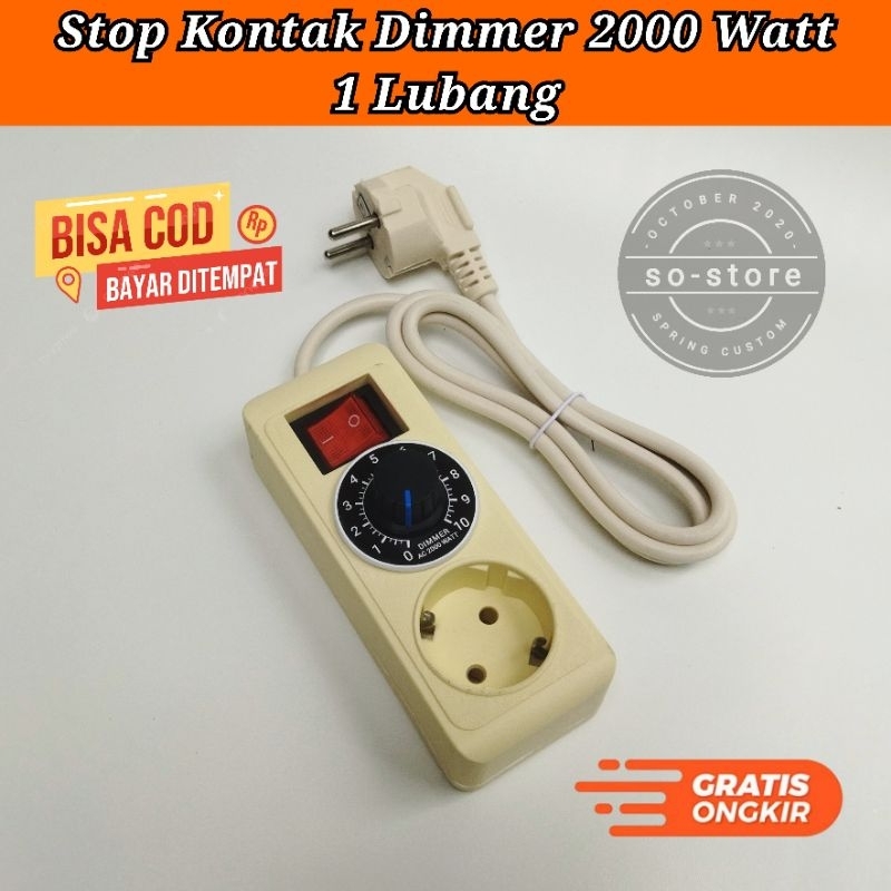 Dimmer 2000W Pengatur Kecepatan Gerinda | Dimmer Stop Kontak 1 Lubang