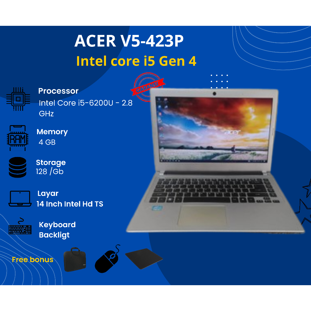 ACER V5-423P INTELCORE i5 GEN 4 RAM 4/128GB