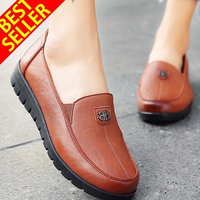 Terbaru QINGSHUI Sepatu Wanita Flat Loafer Kulit Kasual Fashion Wanita Sepatu Kerja Nyaman