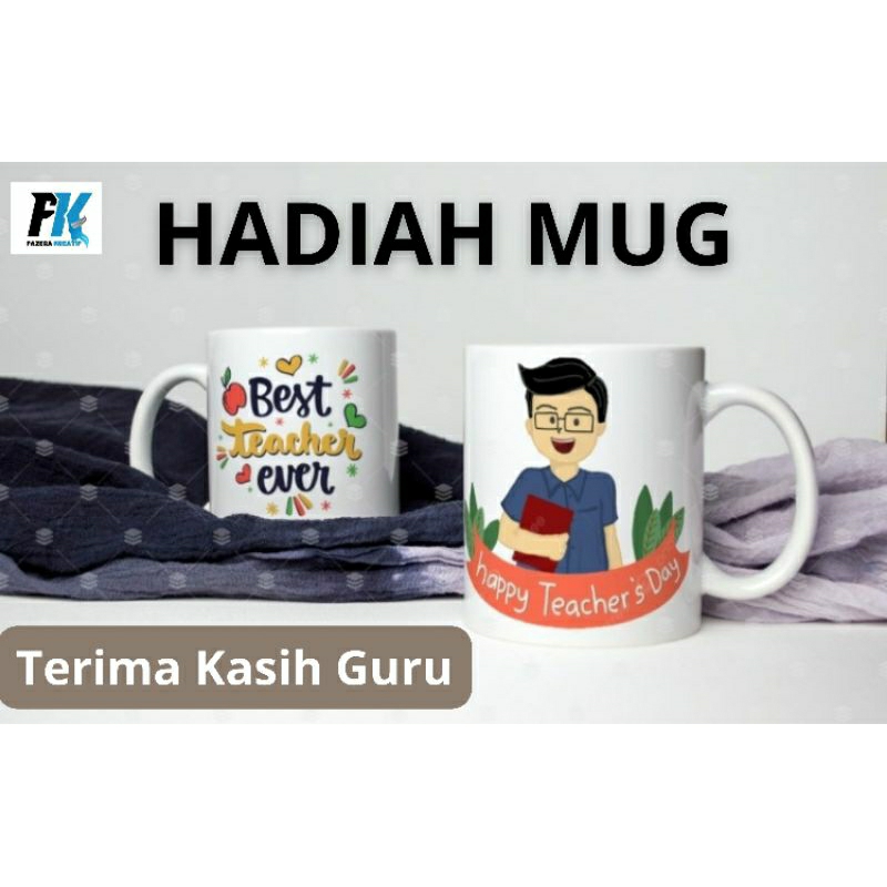 MUG TEMA GURU / SOUVENIR UNTUK GURU MUG CUSTOM TEACHER / MUG HADIAH GURU TERIMA KASIH GURUKU / GELAS