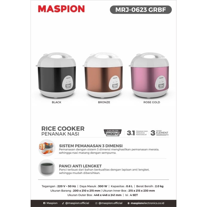 Maspion Mcom  MRJ 0623 GRBF 0.6 Liter