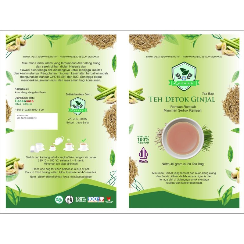 

RB22 Zature Teh Celup Detox Ginjal - Ramuan Herbal Akar Alang-Alang dan Sereh 100% Alami - Membantu