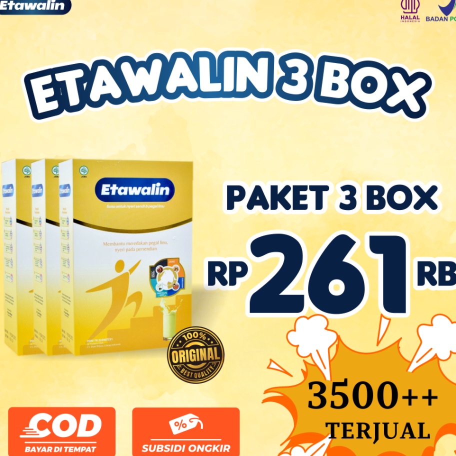 

XC26619 ETAWALIN 3 BOX Susu Kambing Etawa Susu Terapi Nyeri Sendi Terbaik Atasi Masalah Asam Urat Rematik Jaga Kepadatan dan Kesehatan Tulang Tulang