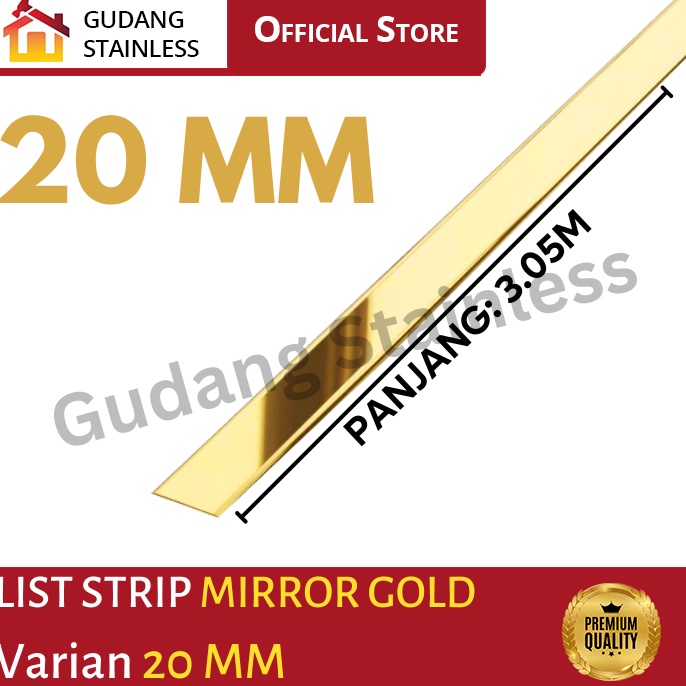 11 Brand List Plat Strip Mirror Gold Stainless 2MM