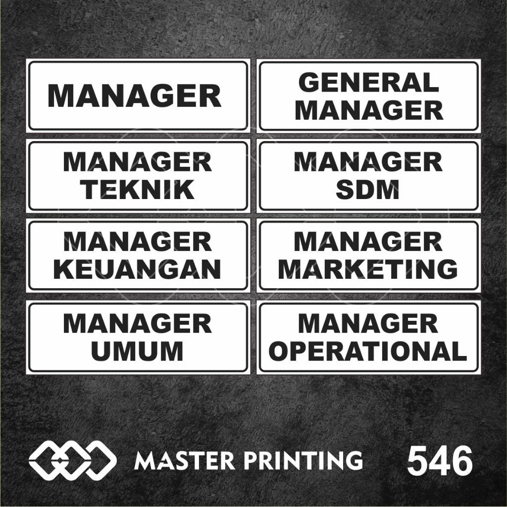 

546 - Stiker Nama Ruangan Manager di Kantor/Perusahaan, Sticker Vinyl, Tahan Air, dan Bisa Custom