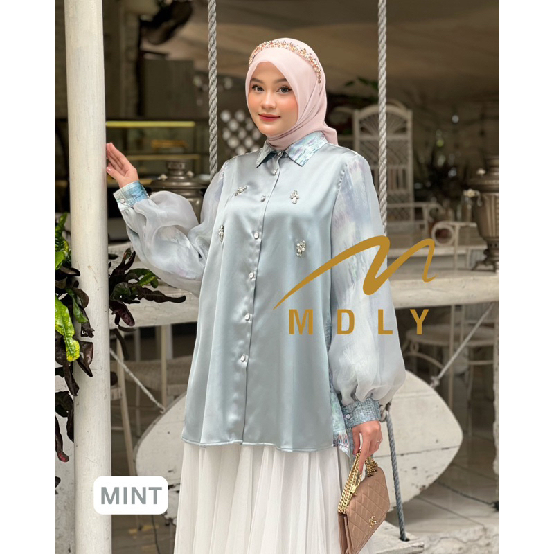 CHAVA LUX SHIRT MDLY | KEMEJA SILK ORGANZA MDLY | KEMEJA EDISI LEBARAN MDLY