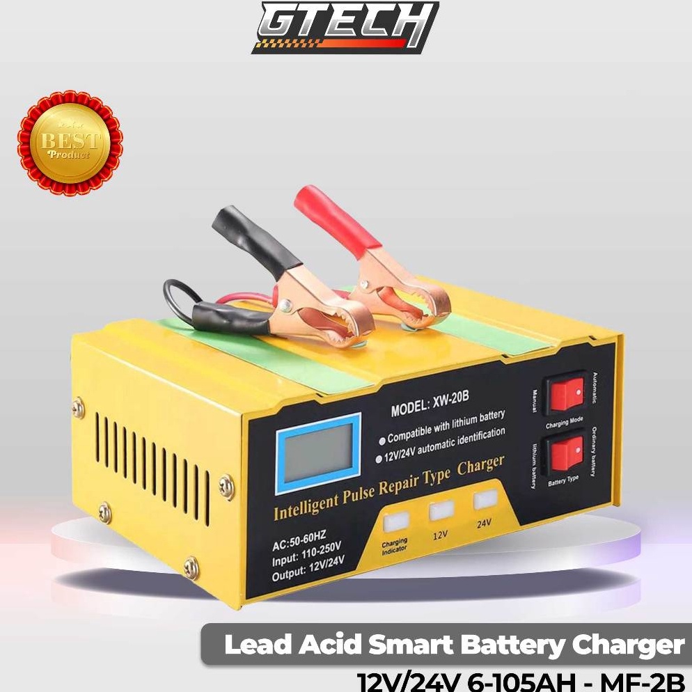 Modern Charger Aki Mobil Lead Acid Smart Battery Charger 12V24V 615AH  MF2B  YellowGtech