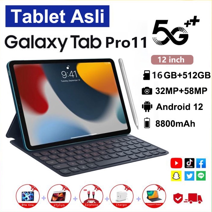 44 FLASH SALE Bisa CODTablet PC Baru Sansung Galaxy Tab Pro11 16GB  512GB Tablet Android 12inch Laya