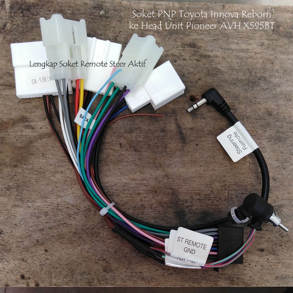 Soket PNP Toyota Innova Reborn ke Head Unit Pioneer AVH X595BT Lengkap Remote Steering Aktif