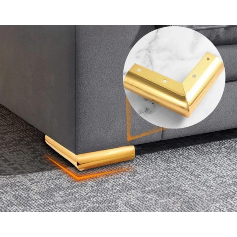 Kaki Sofa Siku L Plat Besi Gold